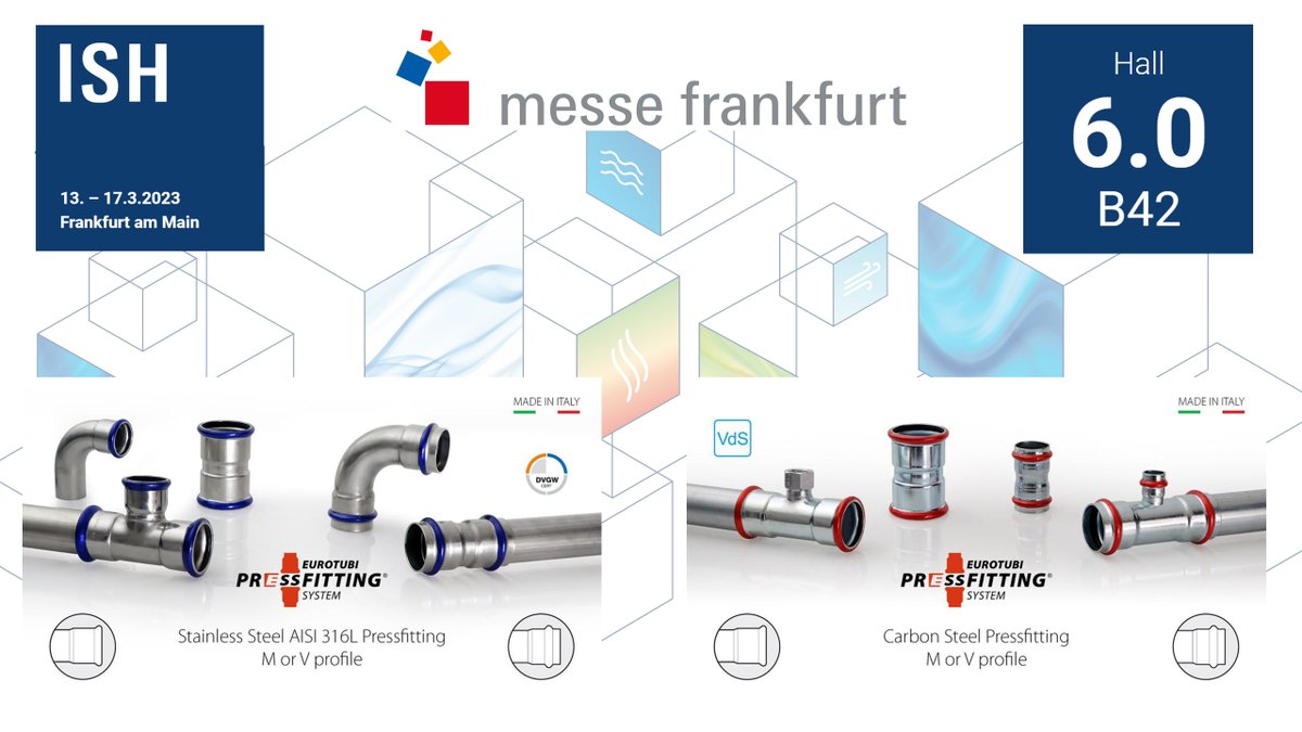 ET_Pressfitting's tweet photo. We are pleased to announce our participation in the international #HVAC  trade fair #ISH2023 in Frankfurt . As a high-quality #pressfitting manufacturer, we will be present at our stand with awide range of products. DM for a Business meet. https://t.co/4oOKvxCG8x