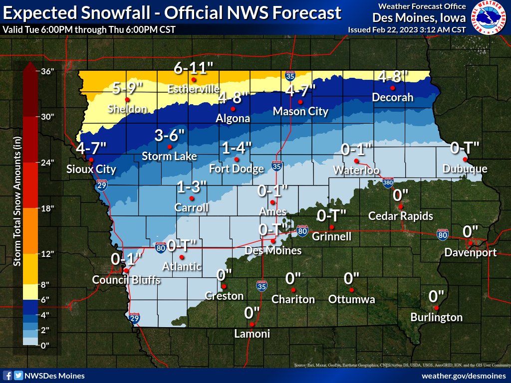 Iowa Weather ISCN on Twitter "The latest snowfall forecast from the