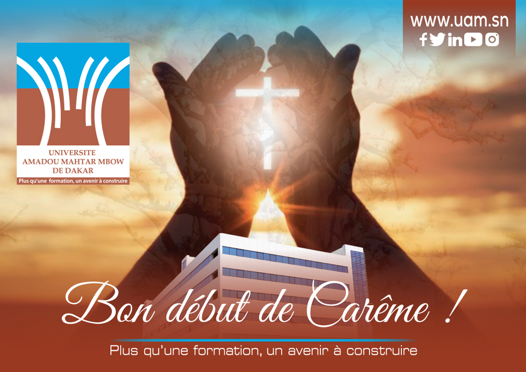 [#carême2023]
En ce mercredi des Cendres, l’UAM souhaite un Saint et Bon Carême à toute la communauté chrétienne.

#kebetu #UAM #MercrediDesCendres #Carême #prière #Cendres #aumône #jeûne #cheminonsverspaques #Pâques #religieuse #Bénédictine #abbayedekeurmoussa #keurmoussa