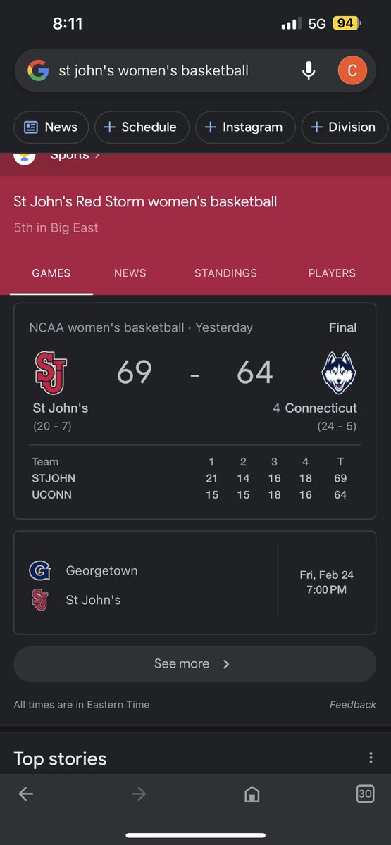 Congrats to #SJUWBB on the big win! Not gonna lie the real joy I get out of this is watching the PUKON fans suffer.