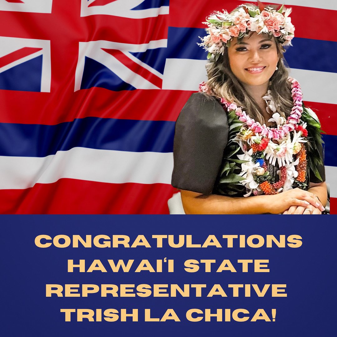 Congratulations on your swearing in State Representative @TrishLaChica

She was the President of @YoungDemsHI and joins a Legislature that boasts numerous Young Democrats who show everyday that #YoungGetsItDone! 

#WestCoastBestCoast #WomenLeaders #Hawaii