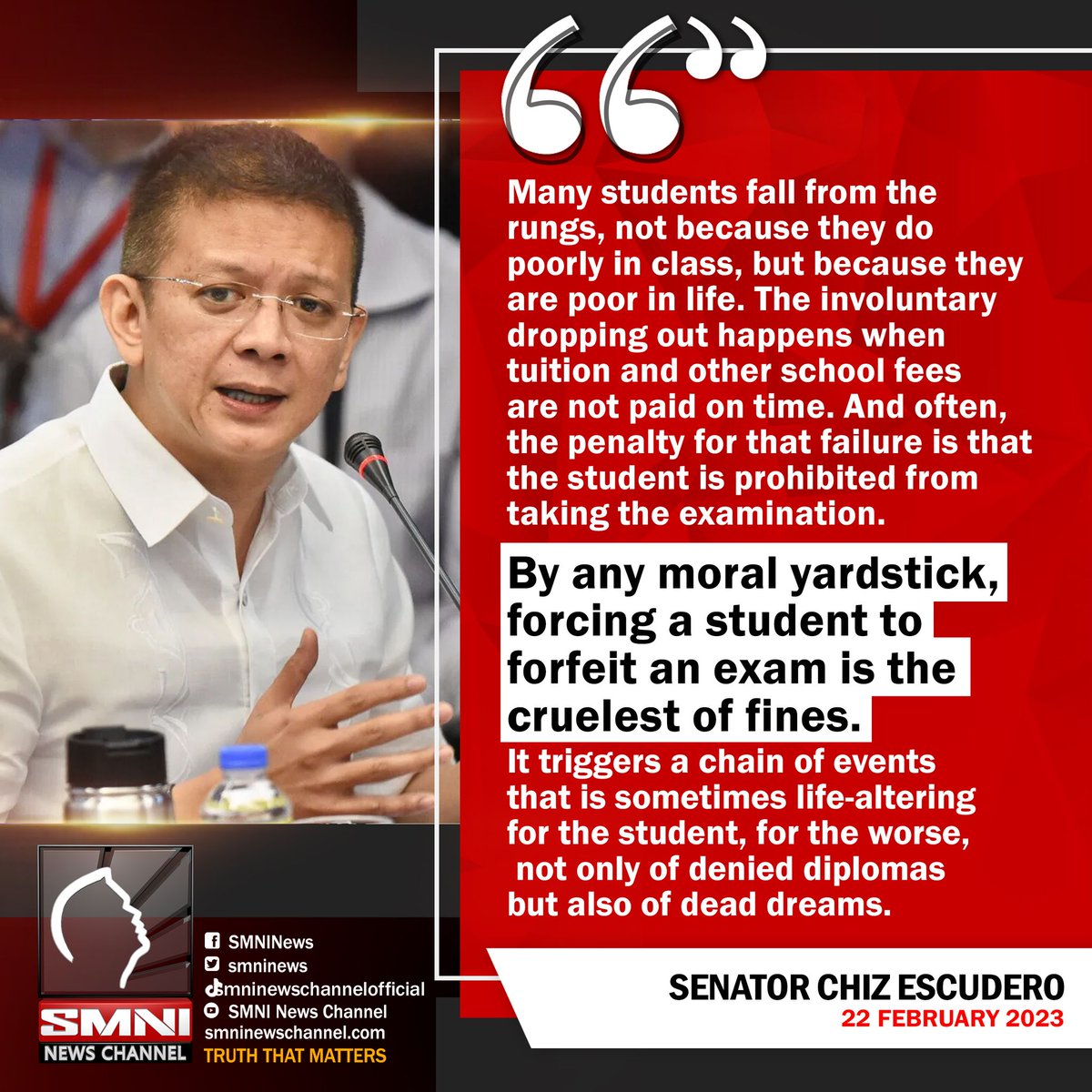 Senator Chiz Escudero wants 'no permit, no exam' policy removed