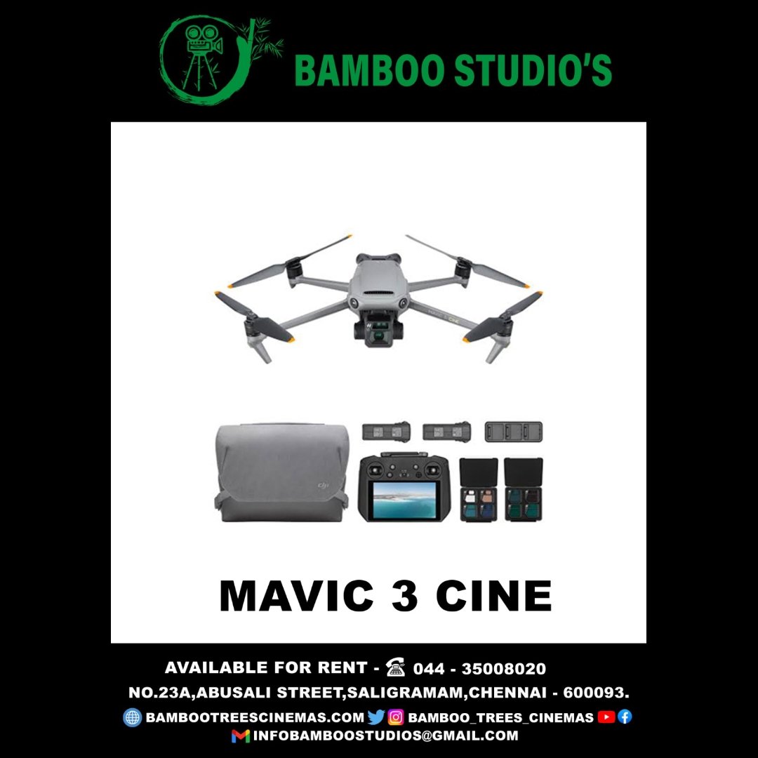 bambootrees01's tweet photo. We're Providing all types #camera #equipment In #rental #basis 🎥 @bambootrees01
.
.
➡️ #now #available : #dronephotography MAVIC 3 CINE
.
.
📲 #contact : 044-35008020
📨 #email : infobamboostudios@gmail.com
 🌐 #website : https://t.co/w6zE4uC9Eu https://t.co/eyVCVLPkPE
