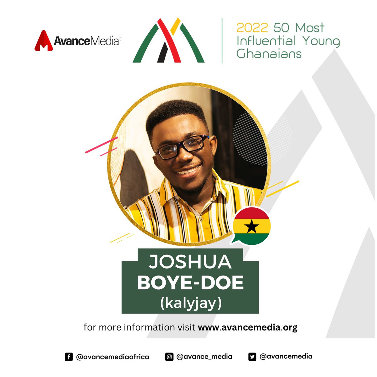 We’ve seen his amazing work and he’s been rightly recognized for the beautiful job he’s doing 🥳🥳🥳. Congratulations to @gyaigyimii for making it into @avancemedia top 50 Influential Young Ghanaians

#InfluencerAfrica
#InfluencerMarketing