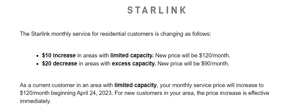 HomewardFarms's tweet photo. @elonmusk pretty gross move to pull in millions of folks that were waiting for their area to have availability with #starlink with limited service at full price.   Now you hike the price even higher for worst speeds then people that now get to pay lower.  #CancelingStarLink https://t.co/L0ucsZBpbw