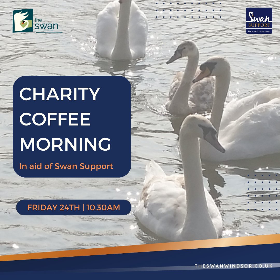 Come join us at The Swan this Friday for a charity coffee and cake morning in aid of Swan Support!  All proceeds go to Swan Support. See you there! 

#TheSwan #Clewer #Dedworth #Windsor #SwanCoffeeMorning #SwanSupport #Swan #SwanLover <a href="/swan_support/">SwanSupport</a> #FeatheredFriends