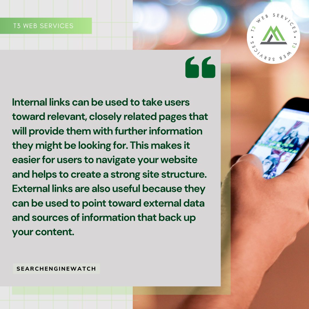 T3WebServices's tweet photo. "Another way to optimize your content is to include internal and external links."
https://t.co/DHT1y0KNCJ

#digitalmarketing #marketingdigital #entrepreneur #marketing #businesstips #marketingtips #marketingstrategy #business #marketingnews https://t.co/PO5woLX2Up