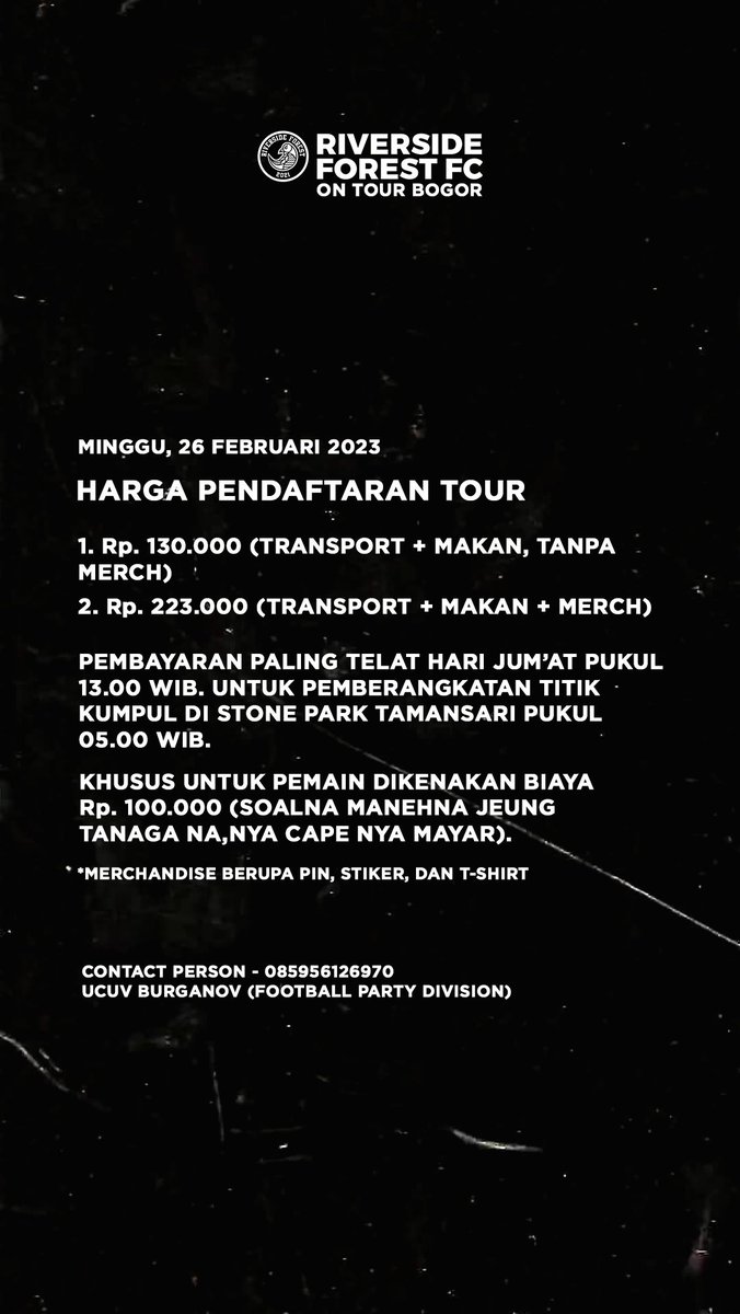 R_Forest68's tweet photo. RIVERSIDE FOREST, FOOTBALL PARTY!
Klub dan @F_Underdogs akan mengikuti โCollective Tournamentโ yang diselenggarakan di Bogor, tanggal 26 Februari 2023. Yang ingin ikut berpartisipasi dalam tour kali ini bisa menghubungi CP yang tertera di flyer.
Awaydays are the best days!! https://t.co/3QLjXvPVw4
