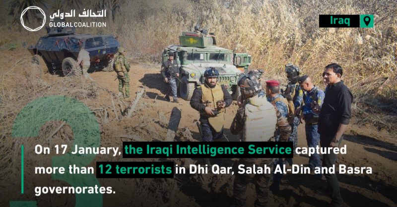coalition's tweet photo. Iraq, January 2023. 🇮🇶
The Iraqi Security Forces arrested and killed over 35 Daesh terrorists across multiple provinces, striking at Daesh cells through a series of operations. See how the ISF is leading the charge to #DefeatDaesh:
