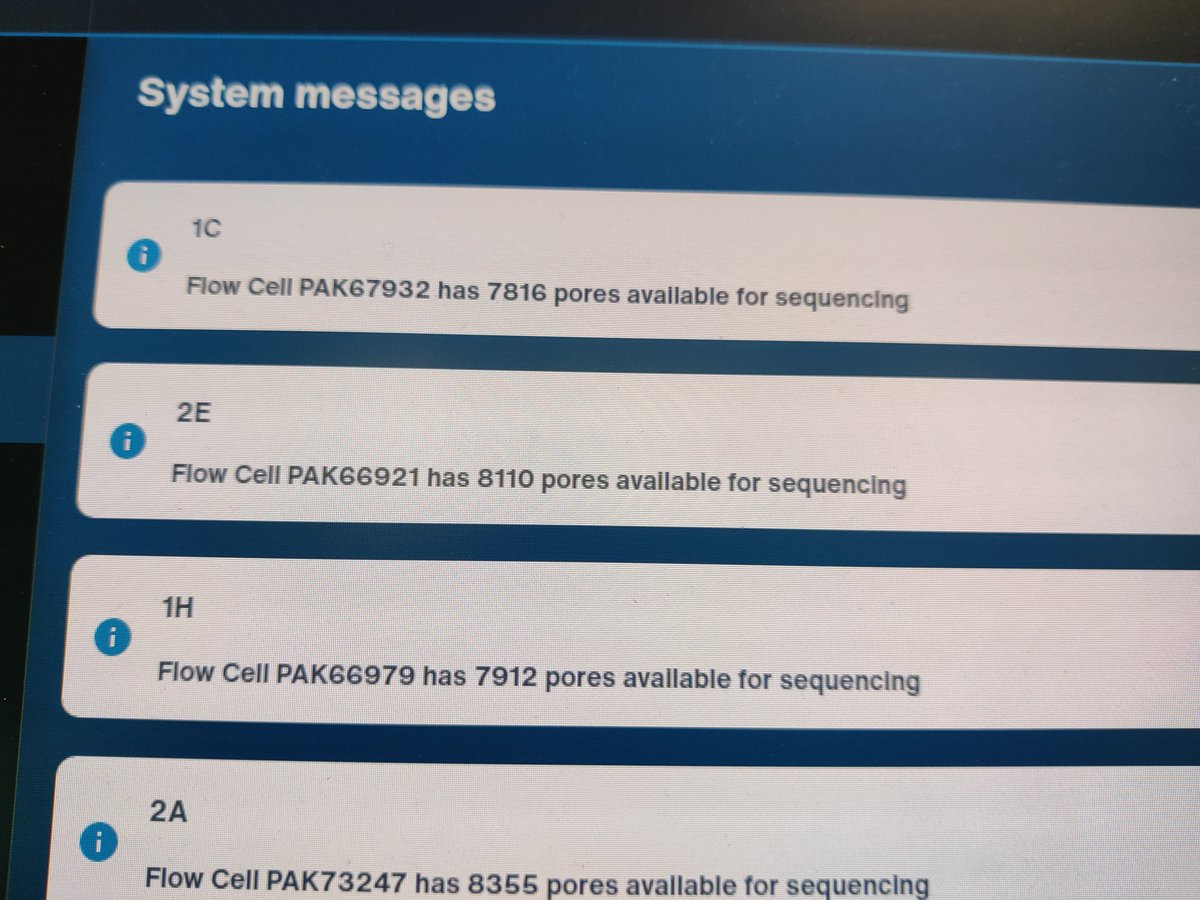 kirk3gaard's tweet image. QCing some @nanopore flowcells 😁 is there a secret trick that will export a table with flowcell IDs and pore counts? #FeatureRequest