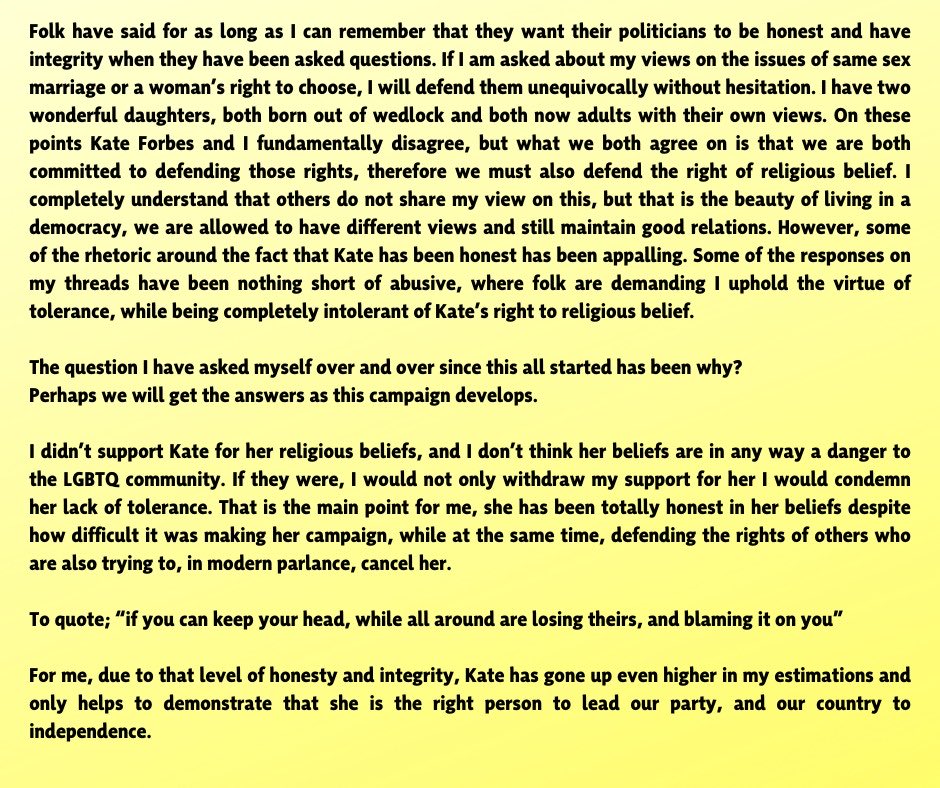 My statement on my support for Kate Forbes