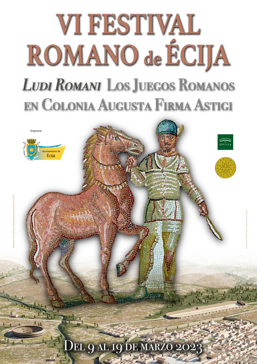 VI FESTIVAL ROMANO DE ÉCIJA 🏺🌞

📅 Del 9 al 19 de marzo de 2023. 

Conoce nuestro legado romano a través de numerosas actividades 👏

Atentos  👀🗿🏺

#FestivalRomanoÉcija #TapeandocomoRomanos #ÉcijaesTurismo #RutasÉcija #ConoceÉcija #DescubreÉcija #Écijaconencanto