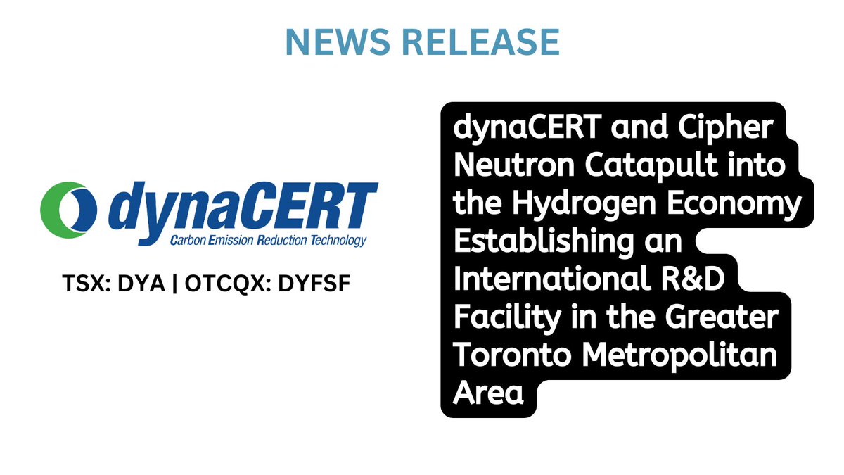 Investornewscom's tweet image. #dynaCERT and #Cipher Neutron Catapult into the #HydrogenEconomy Establishing an International R&amp;amp;D Facility in the Greater #Toronto Metropolitan Area bit.ly/3xIbrmb 

#Hydrogen #EmissionReduction #GreenHydrogen @dynaCERT $DYA $DYFSF