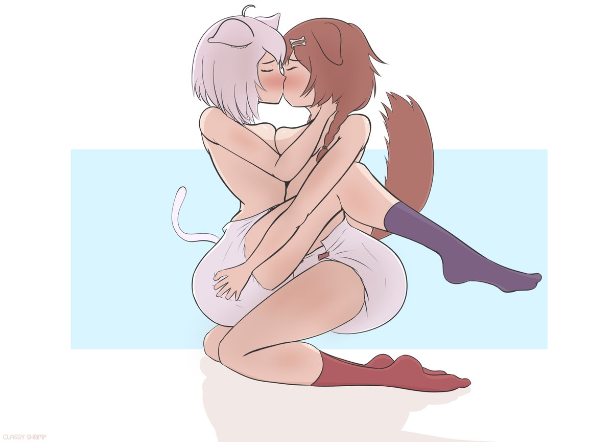 ClassyShrimpDL's tweet photo. Com: Nekomata and Inugami having some post-stream private time~ 
Com by @crinkle447!
#abdl #abdldiapergirl #abdlart https://t.co/sAolWoZ8bT