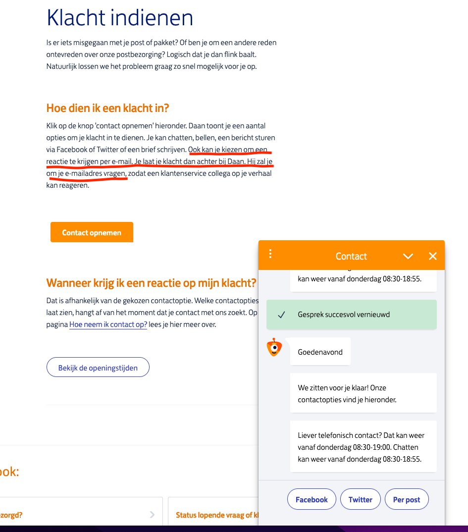 MarkBevelander's tweet photo. Het lukt maar niet om mijn #klacht over de #postbezorging en #pakketbezorging (per e-mail) #bezorgd te krijgen. Leg eens uit @PostNL ;- )) https://t.co/Mmg6rSJ7U7
