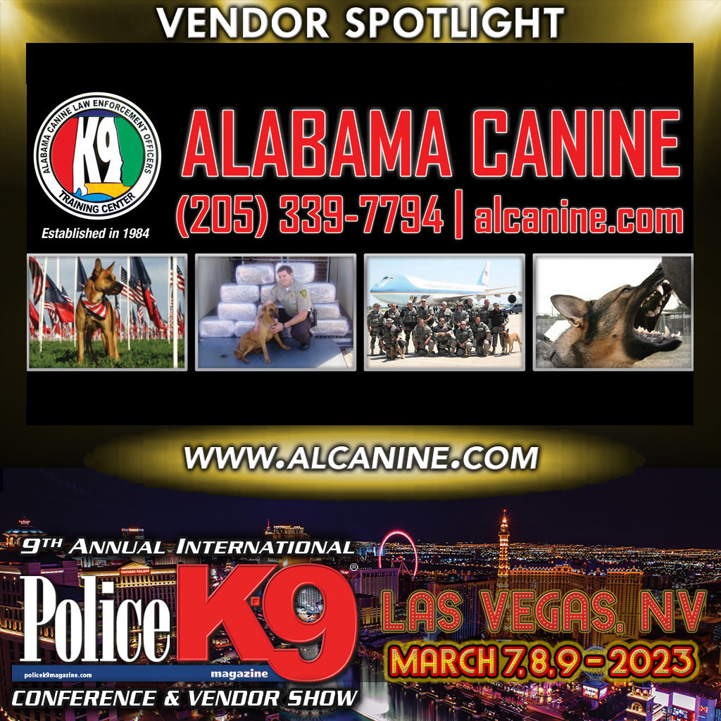 🚨 VENDOR SPOTLIGHT🚨
<a href="/AlabamaK9/">Alabama Canine</a> 
alcanine.com

➡️ REGISTER: bit.ly/PK9_2023

#policek9 #policedog #k9unit #k9handler #k9officer #workingdog #k9training #k9partner #k9team #k9leadstheway #K9LTW #backtheblue #thinblueline #K9 #dog #topdog #k9hero #MWD