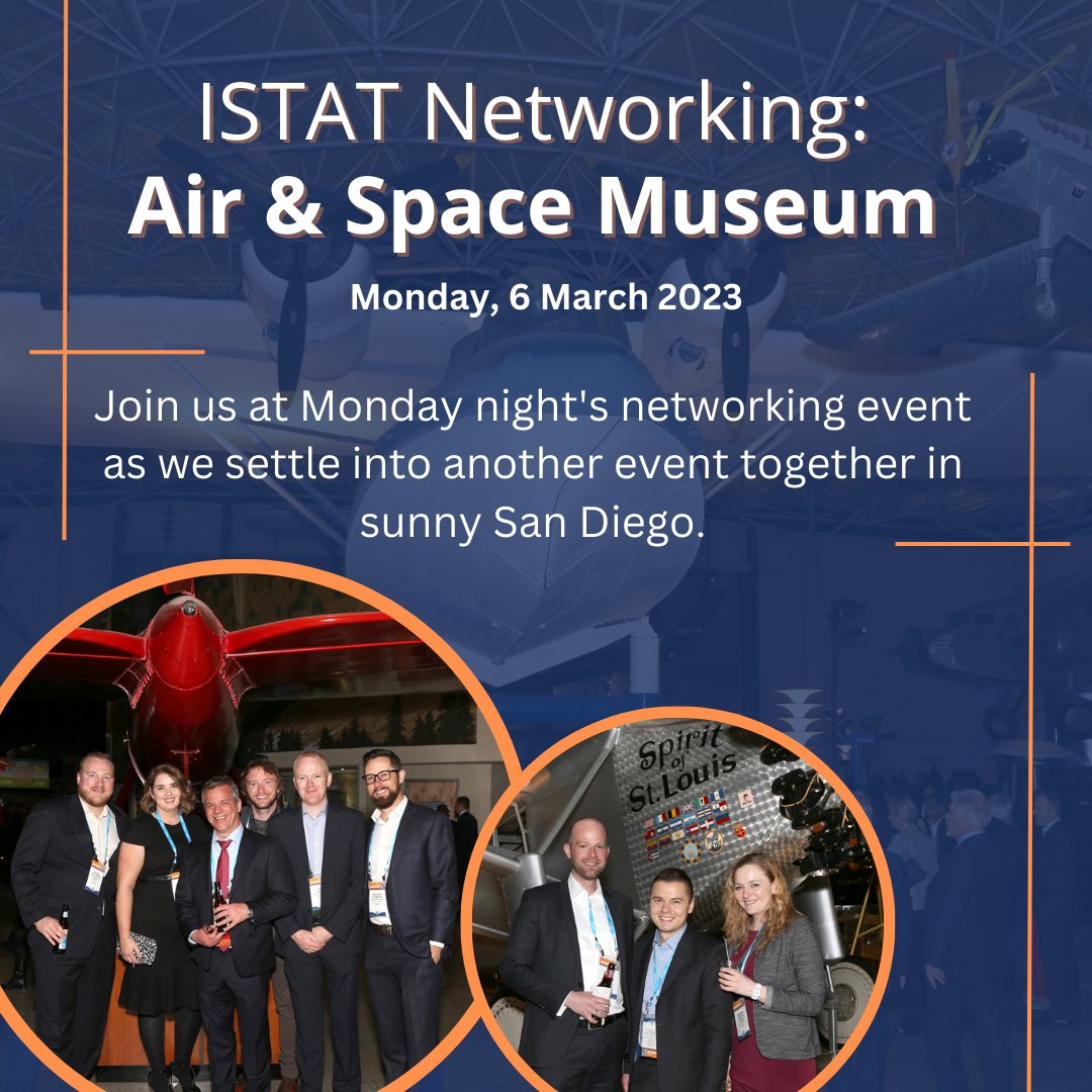 ISTATnews's tweet photo. Planning to attend #ISTATAmericas? Don't miss the Networking Reception on Monday, 6 March. Meet with key industry contacts, and enjoy delicious drinks and canapés all while exploring the beautiful Air and Space Museum! https://t.co/Ea8w30asK4
#ISTATEvents #ISTATNetworking https://t.co/HNU3yCgm0r