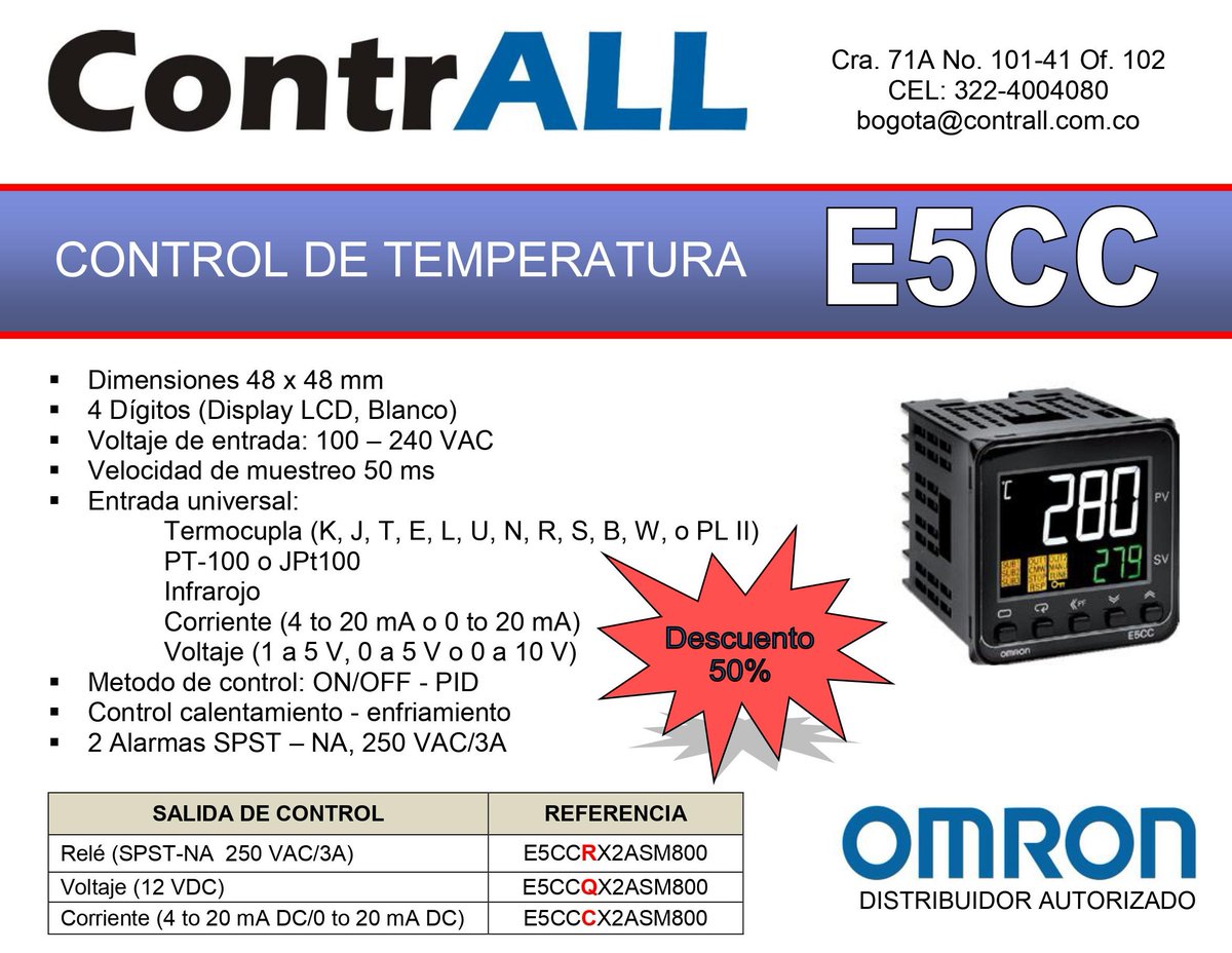 ContrALLsas's tweet photo. Regresan los precios especiales en controles OMRON. Contáctenos: bogota@contrall.com.co / Cel: 322-4004080 https://t.co/D9jpjil0k2