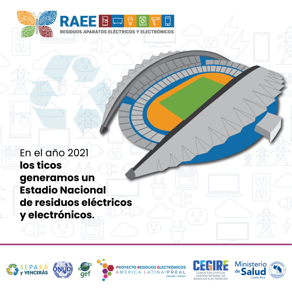 DigecaCR's tweet photo. Durante el año 2021 los costarricenses produjimos un total de 68 mil toneladas de residuos eléctricos y electrónicos, Y solo el 8% fueron gestionados correctamente.  
Es un montón. ¿Sabés la importancia de tratar este tipo de residuos? ¡Sé parte del cambio! https://t.co/xW6tgSPy2P