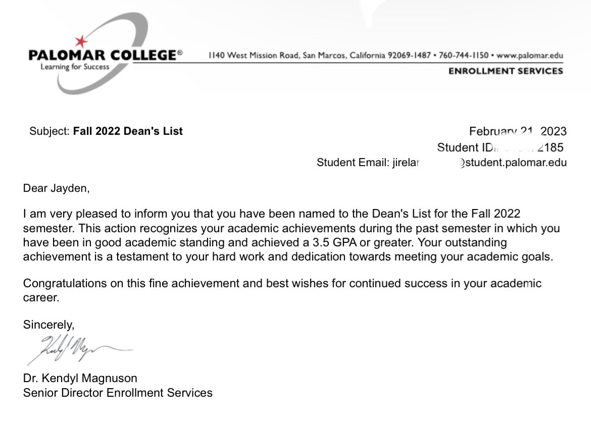 jay22i's tweet photo. Deans list for 3.5 GPA and higher… Student athlete🖤 @PalomarFootball @CoachParks_ @CoachDEarly @Coach_Fiapai @DHill39 https://t.co/kisJrwD64G