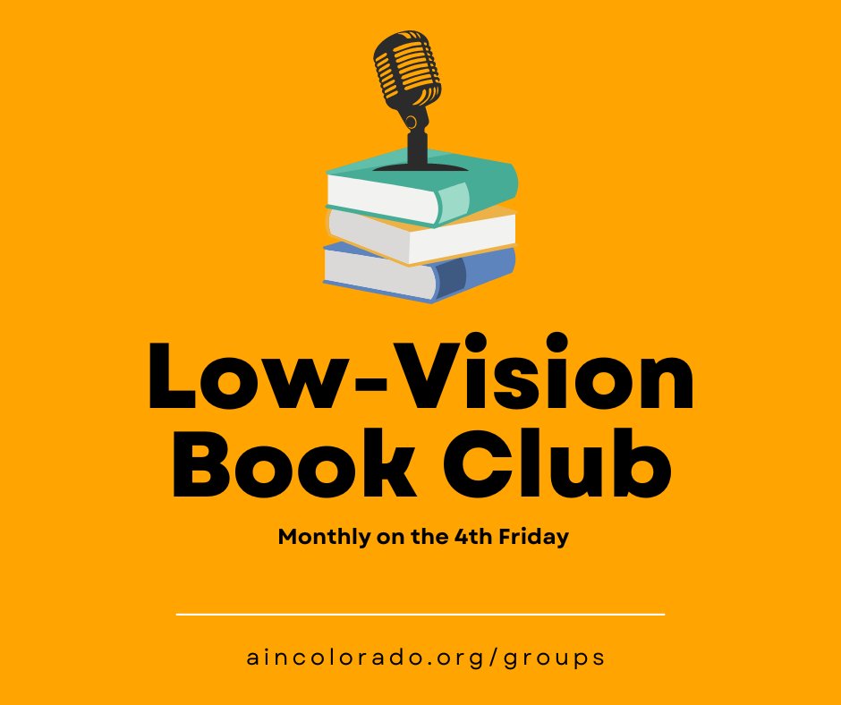 Aftersight_org's tweet photo. Did you know AINC has a low-vision #BookClub? That's right! Read and discuss audio books with other people who are #Blind or have #LowVision!
The meetings take place monthly on the 4th Friday over Zoom. Register today at https://t.co/4kY0wQuoTP
#Disability #Support #AINC https://t.co/Jf9MfA0HzJ