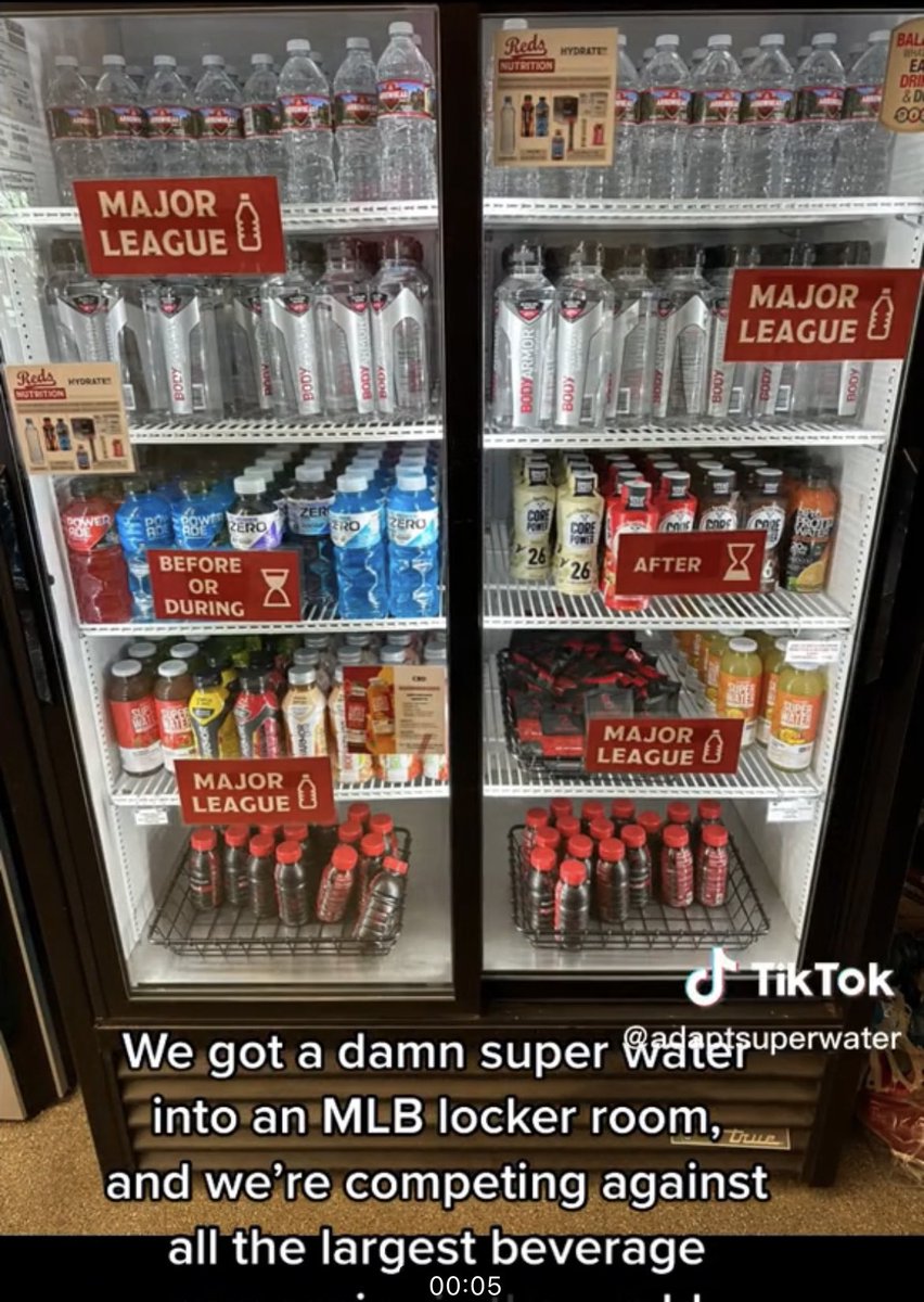 guhlo's tweet photo. Neat locker room access into what’s in a MLB teams’ fridge - compliments of @adaptsuperwater who found a way into the mix https://t.co/PQ7ah59EvU