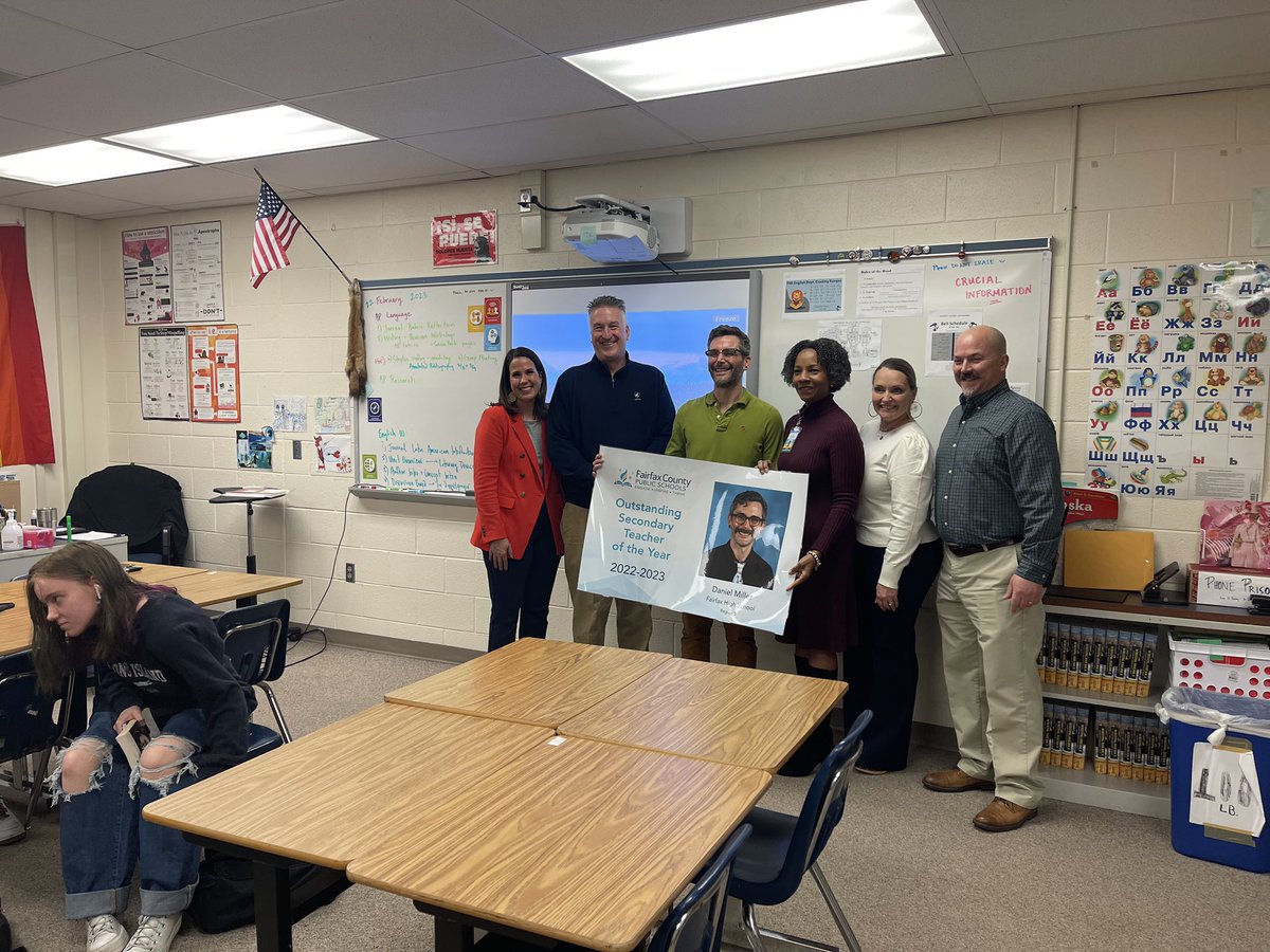 We were roaring with pride @FairfaxHSLions to announce the Region 5 Outstanding Secondary Teacher, Mr. Daniel Miller! #r5proud