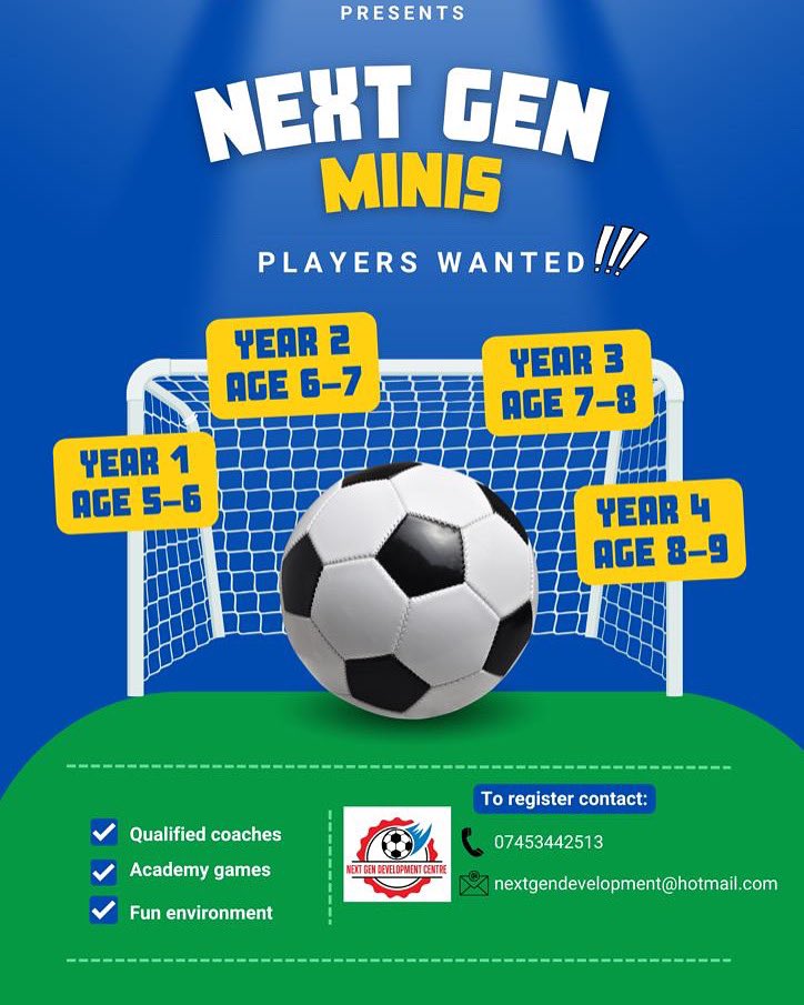gen_centre's tweet photo. INCOMING NEWS‼️ Due to popular demand 🔊🔊We are thrilled to announce the launch of Next Gen Minis. 
To register contact information Below.⬇️
#football #playerswanted #nextgendevelopmentcentre #Academy https://t.co/9tosLl7KAf