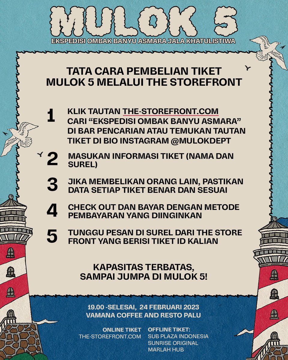 #RNRExperience bersama <a href="/sudutpandangorg/">Sudutpandang</a> mempersembahkan; MULOK 5; <a href="/thepanturas/">The Panturas</a> Ekspedisi Ombak Banyu Asmara ‘Jala Khatulistiwa’; Jumat, 24 Feb 2023 di Vamana Coffee &amp; Resto. Selain The Panturas, ada penampilan spesial dari XBadass Monkey, Pekarangan, dan Beach Bizzy. See u! 🌊🏄