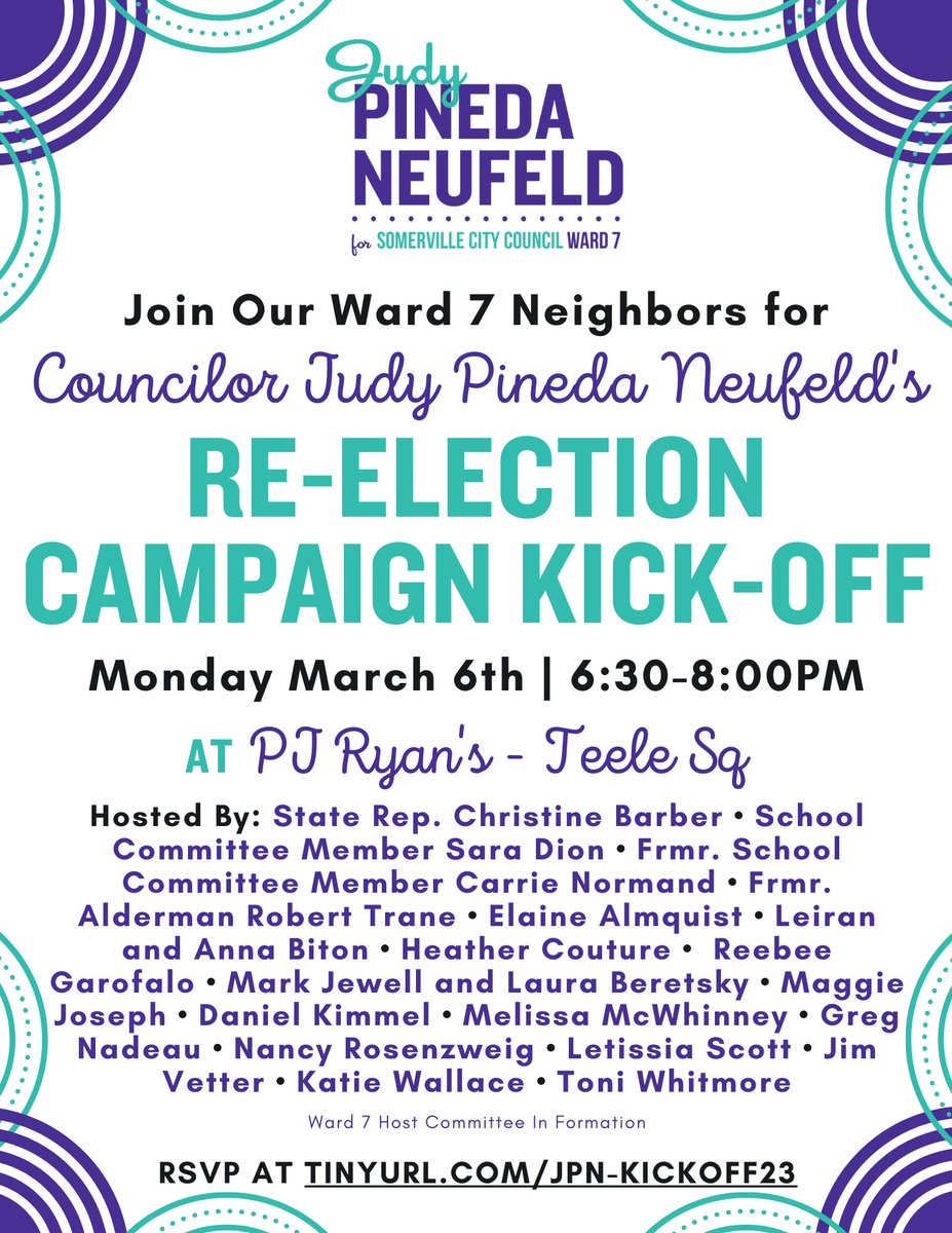 JudyForWard7's tweet photo. I'm honored to have the support of so many of our amazing Ward 7 friends and neighbors for my reelection this year! 🗳️

🎉Join us on March 6th at PJ Ryan's in Teele Sq to officially kick off my campaign, and talk about what's coming up in 2023!

➡️RSVP at: https://t.co/bynYYjLvCo https://t.co/TNGUQtvIkd