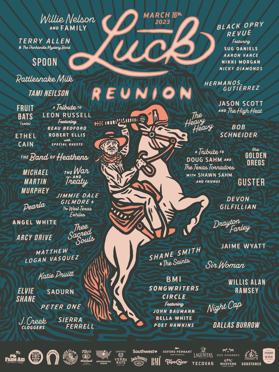 jaimewyattmusic's tweet photo. Heading down to Willie’s backyard in “Luck, TX” for this year’s @luckreunion . Check out the full lineup here and come #getlucky with us on March 16...#LuckReunion #LuckTX #LuckPresents https://t.co/7Whx6SAwqr