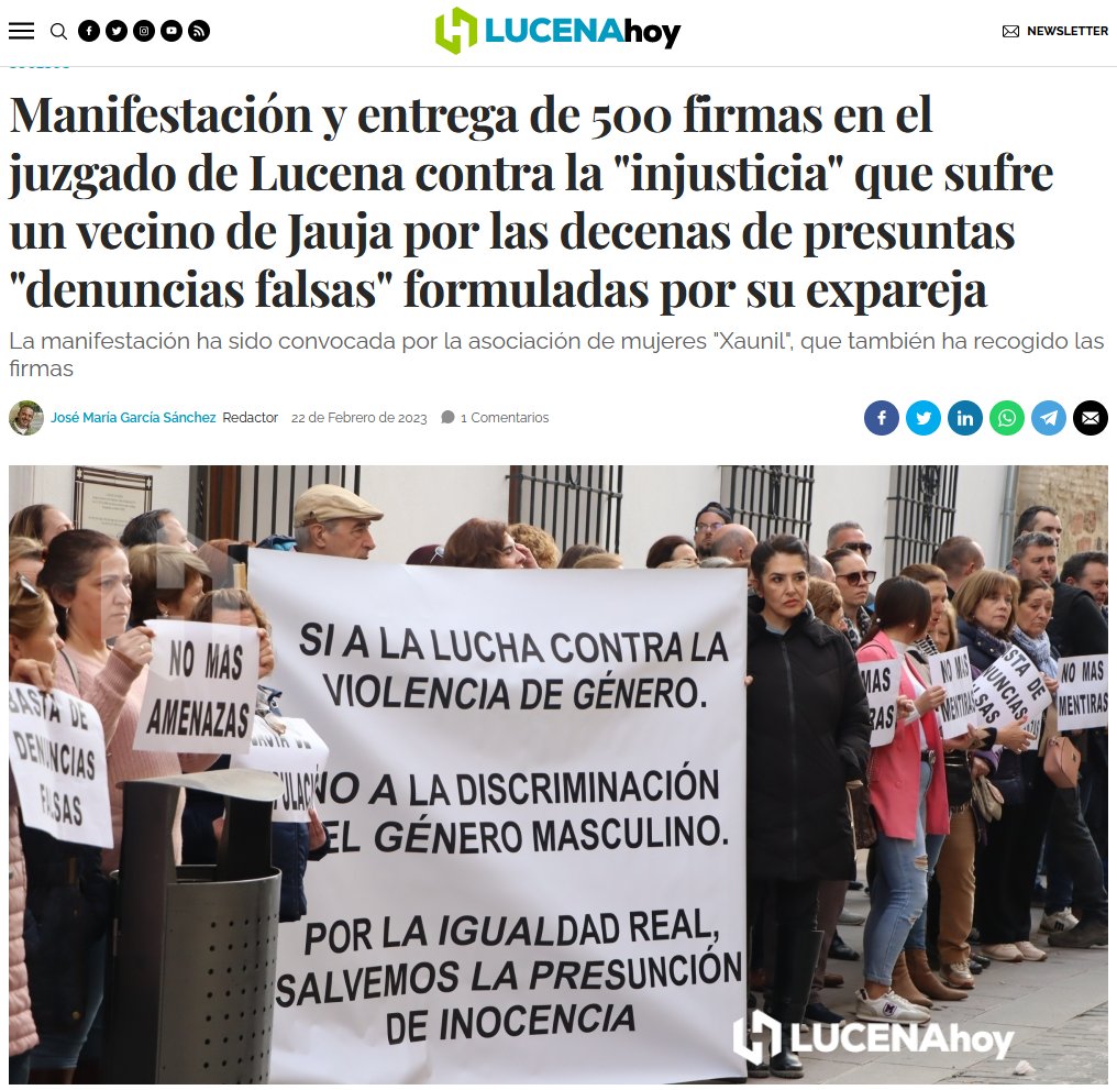 ·Te mudas a una aldea de 800 personas para escapar de las denuncias falsas de tu ex.
·Ella va a buscarte y al dar contigo llama a la policía, que te detiene por quebrantar la orden de alejamiento.
·Pasas la noche en el calabozo.
·Y así 60 veces en 2 años.
lucenahoy.com/sucesos/manife…