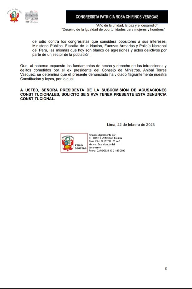 Acabo de presentar DC contra Aníbal Torres por delitos contra la tranquilidad pública, rebelión y apología al delito cometidos en su paso por la PCM. La muerte de más de medio centenar de peruanos y los millones en pérdidas no habrían tenido lugar sin las acciones de ese "señor"!