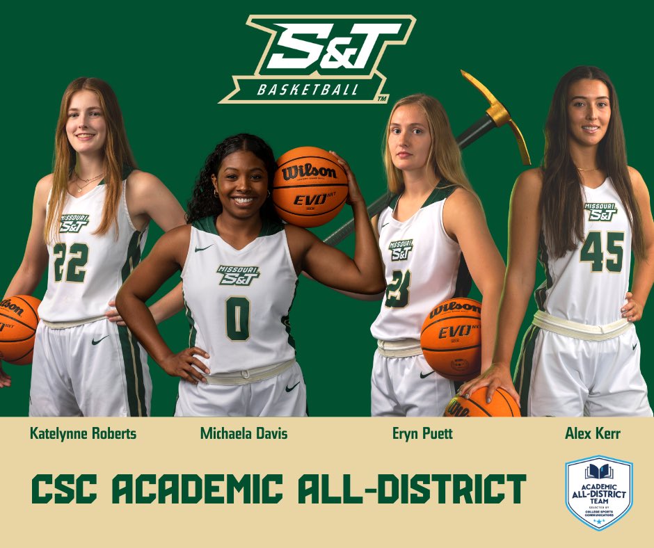 Congratulations to Katelynne Roberts, Michaela Davis, Eryn Puett, and Alex Kerr on being named CSC Academic All-District! 

#GoalMine #KeepDigging