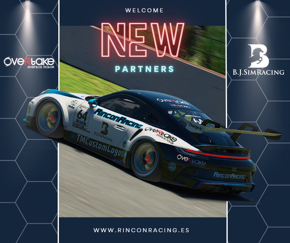 NEW PARTNERS! Bienvenidos!🏁

Es un placer anunciar la incorporación a <a href="/RinconRacing/">RinconRacing TMCustomLogos</a> de dos grandes marcas, las cuales nos ayudaran a seguir creciendo!♥️

🤝<a href="/Bjsimracin1/">BJSIMRACING</a> 
🤝<a href="/overtake_es/">OVERTAKE</a> 

Debutáremos con los colores del equipo en la  #LVNE 🏁

Info 👇
rinconracing.es/new-partners-b…