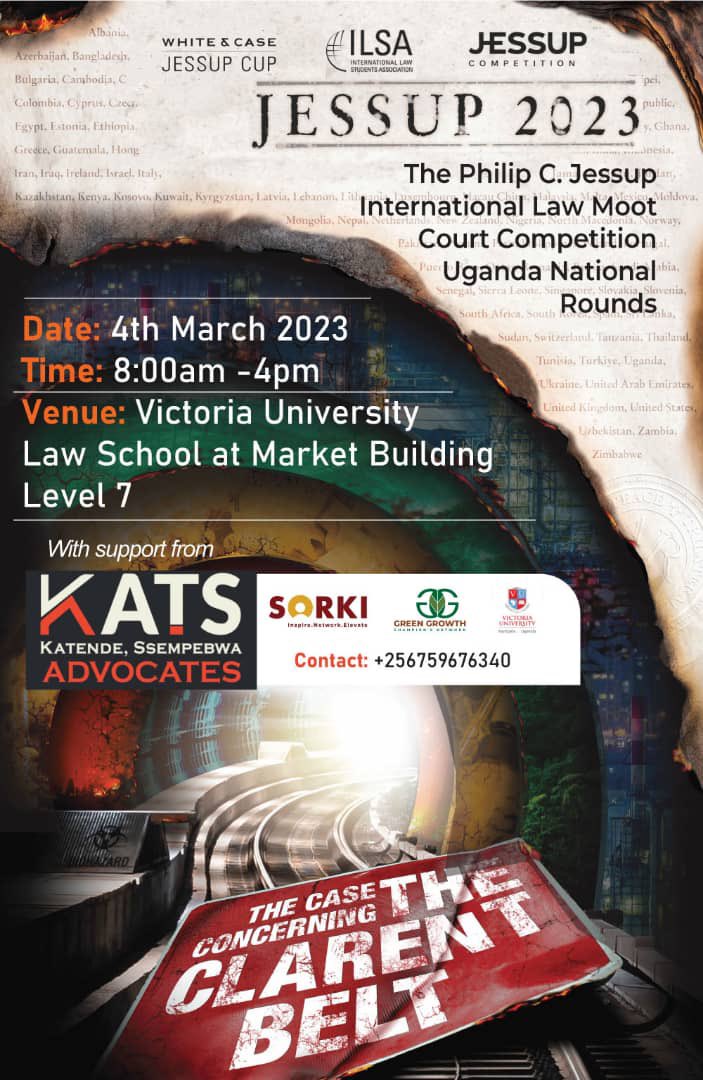 Join us <a href="/VUKampala/">Victoria University, Kampala</a> on 4th March 2023 for the Uganda National Rounds Jessup International Law Moot Court competition as law schools battle out for the Uganda’s representative this April in Washington D.C at the International rounds. <a href="/MootUcu/">UCU Moot Society</a>   <a href="/iuiu_LawSociety/">Law Society of IUIU</a> <a href="/MakMootSociety/">Makerere Moot Society</a>