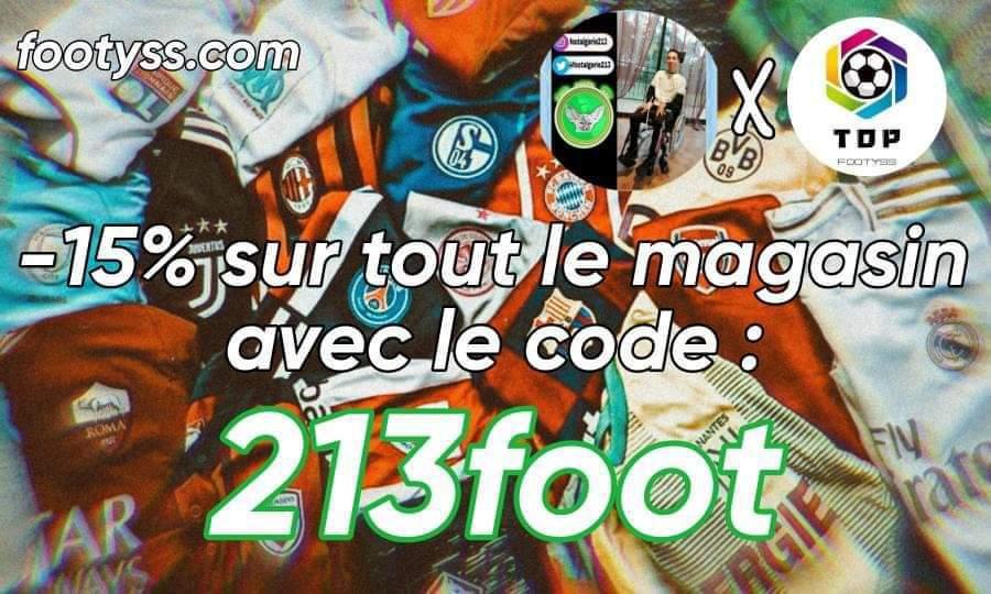 _footalgerie213's tweet photo. 🚨HORS ACTU FOOTBALL🚨

🎁🎉Avec mon code promo : 213foot VOUS AVEZ -15% SUR TOUTE LA BOUTIQUE EN LIGNE 💚🤩👑 : https://t.co/78I9DDZdWZ

Déjà que @footyssoff font du pas chère MAIS ALORS LA AVEC MON CODE PROMO : 213foot C'est donné !🎁 (1/2) https://t.co/eSt593xvNK