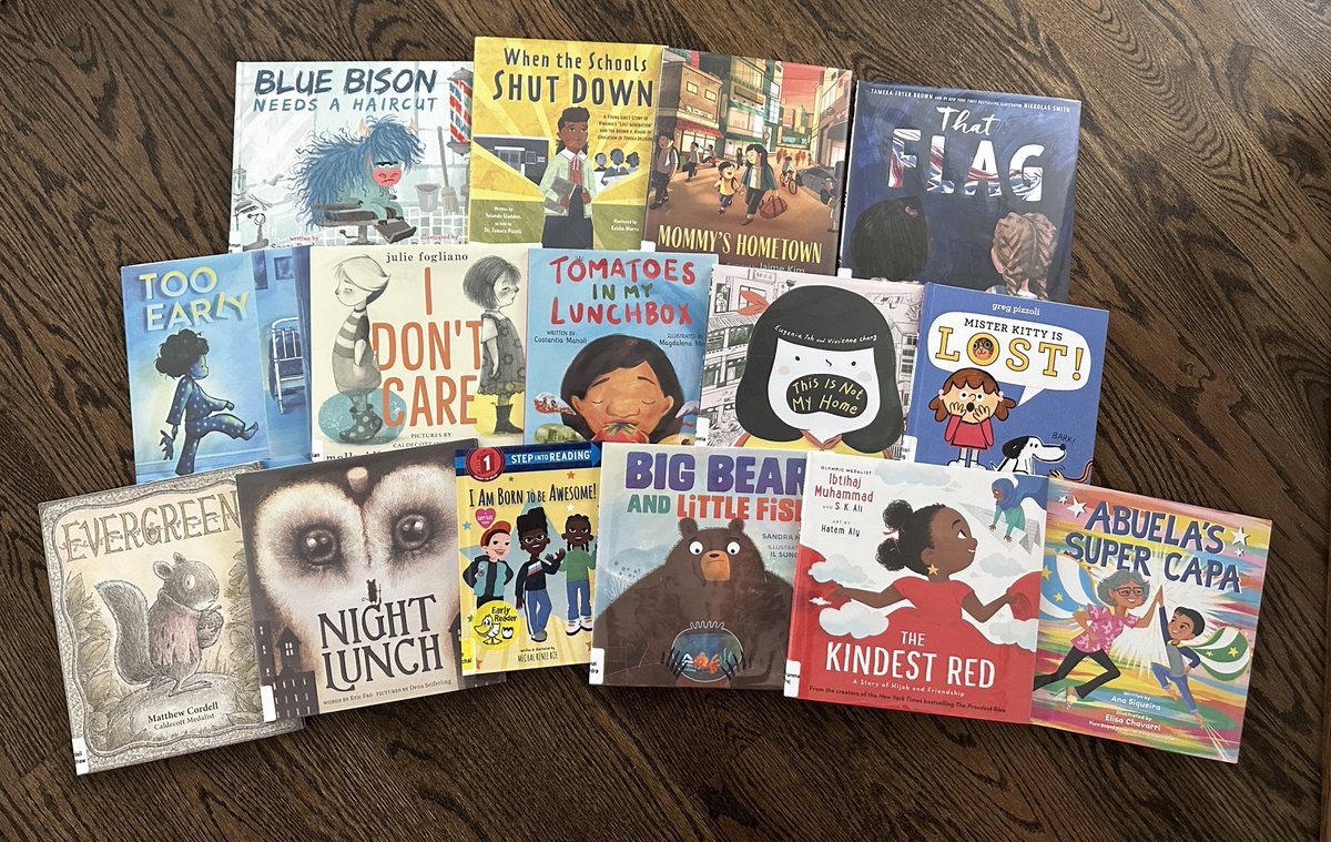 Another fabulous #libraryhaul of all new picture books!  I'm so excited to read this #kidlitbookstack with my little ones 📚🤩