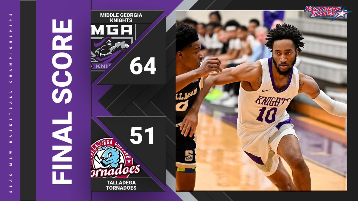 In the first game of the SSAC Men's Basketball Championship, <a href="/MGAKnights/">Middle Georgia State Knights</a> defeated <a href="/DegaTornadoes/">Talladega College Athletics</a>.