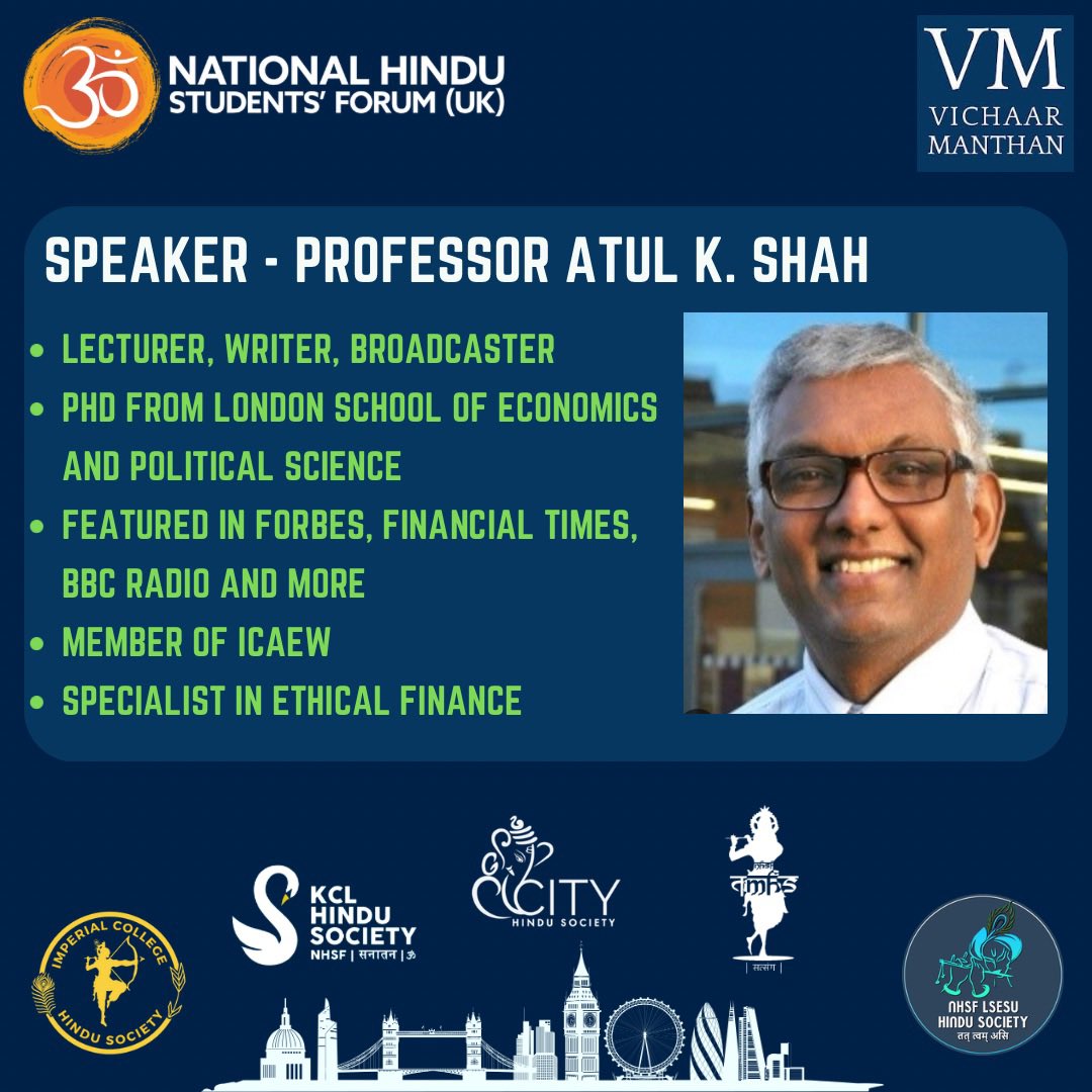nhsf_uk: Prosperity with Purpose 💪

We are looking forward to hosting Professor Atul Shah Ji <a href="/atulkshah/">(((Professor Atul K. Shah))) www.atulkshah.co.uk</a> with <a href="/Vichaar_Manthan/">Vichaar Manthan</a> at City University of London, delivering a talk on how Dharma can influence sustainable and successful living 🌱💰

Link for s…