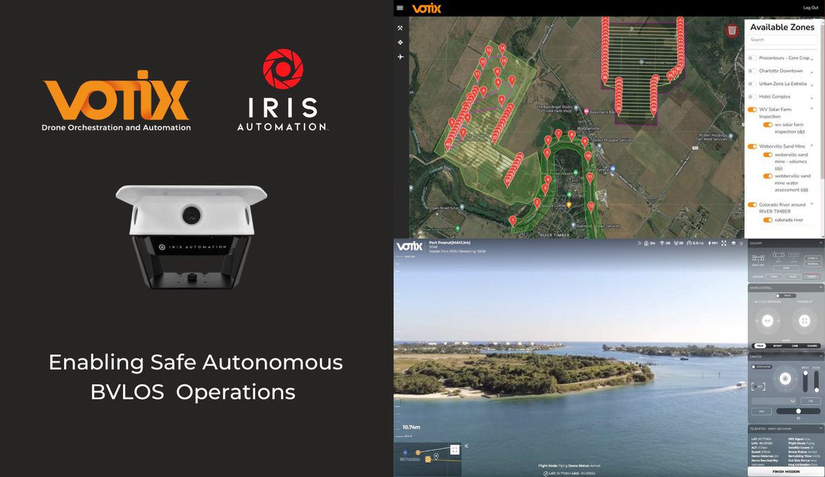 VOTIX and <a href="/Iris_Automation/">Iris Automation</a> have partnered to provide a comprehensive solution for safe BVLOS operations. The integration of Iris' Casia G ground-based detect and alert system into the VOTIX cloud-based platform enables real-time operational airspace data.

bit.ly/3YX0Kbu