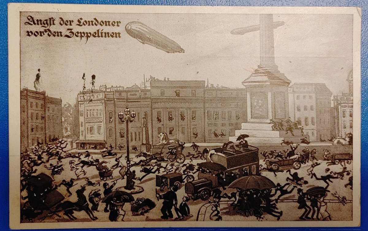AllNations1949's tweet photo. The Londoners Fear the Zeppelin. 1914 5pf propaganda postcard.
Lot 130 in our 25 Feb online auction.
#postcardcollecting #postcardauctions #onlineauction https://t.co/TcVAGWc8fr