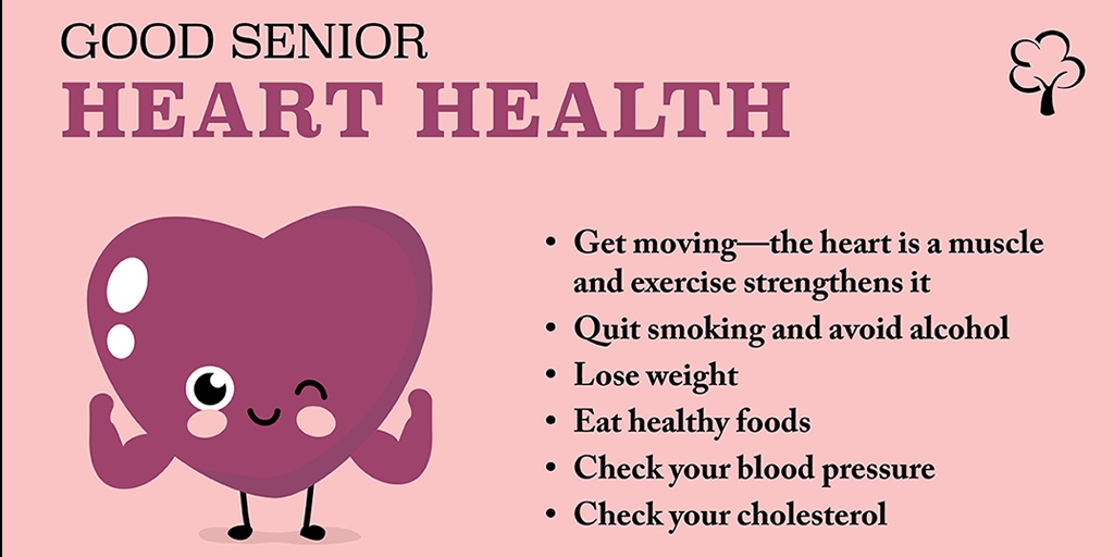 What can you do to help ensure good senior heart health?

💕 Get Moving
💕 Quit Smoking
💕 Maintain a Healthy Weight
💕 Eat Healthy Foods
💕 Check Blood Pressure and Cholesterol

It's never too late to decrease your risk of heart disease! #HeartHealthAwarenessMonth #BickfordSL