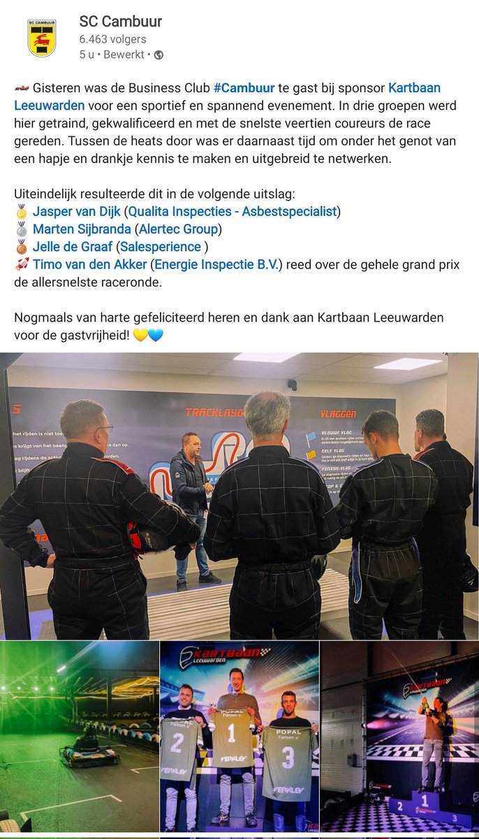 qualitainspect's tweet photo. Mooi uitje met fraai en onverwacht resultaat!
#SCC #CAMBUUR @SCCambuurLwd @kartbaanlwd https://t.co/qEHfi9FoDa