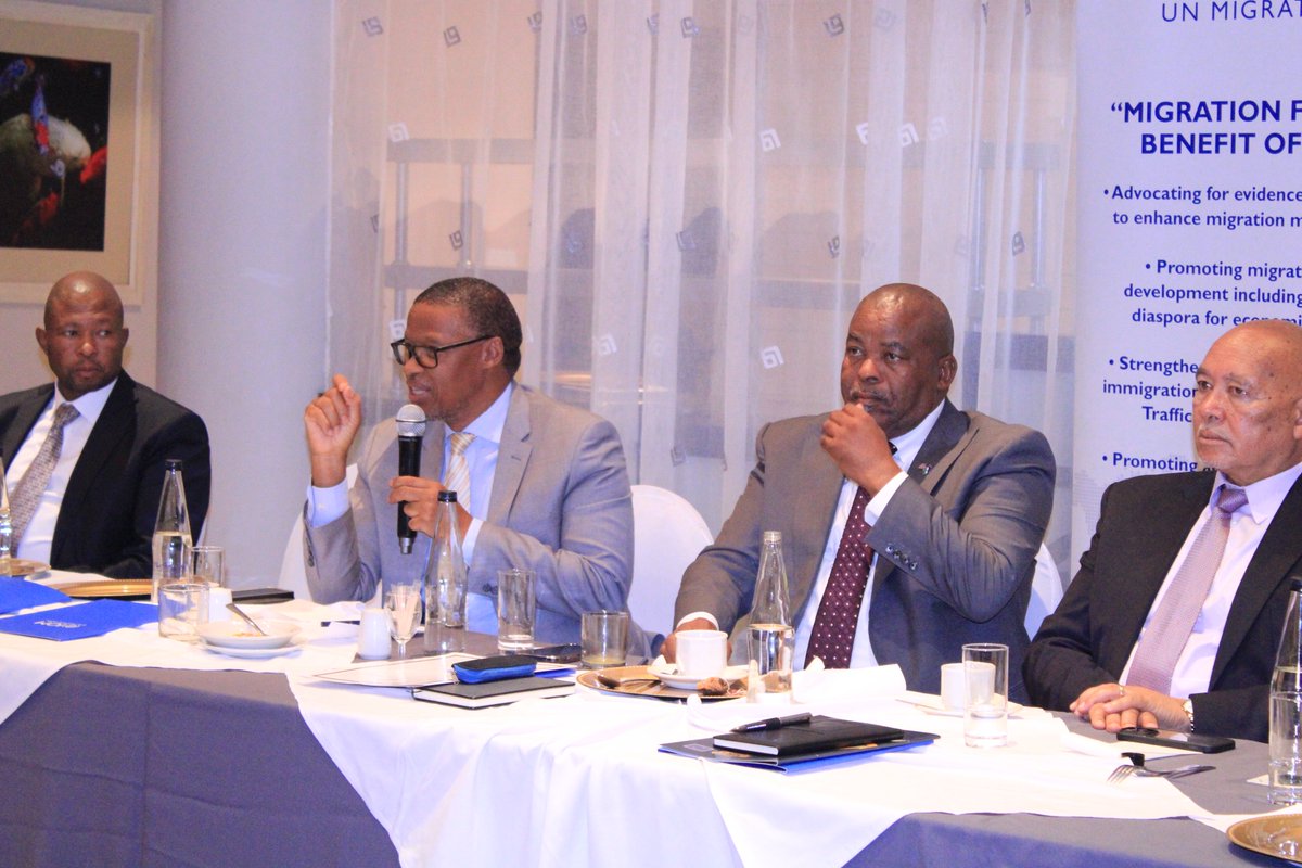IOMLesotho's tweet photo. With support from Bureau on Population, Refugees and Migration of the US Government, @IOMLesotho supported a breakfast meeting aimed at briefing the Lesotho Cabinet Members on the process to transform the work and residence VISA system for Lesotho. https://t.co/wm5I7vsvqH