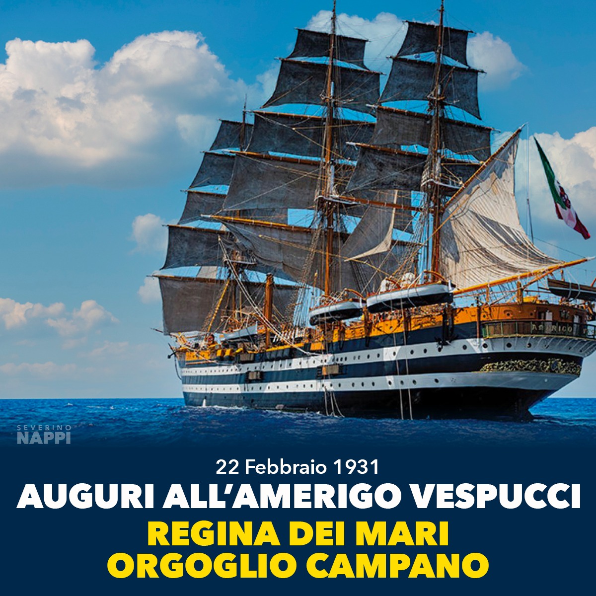 severino_nappi's tweet photo. Il #22febbraio di 92 anni fa, nei cantieri di Castellammare di Stabia, vedeva la luce la #AmerigoVespucci.
Auguri a uno dei simboli dell'orgoglio campano.
La nave più bella del mondo non poteva che nascere nel #NostroPosto, dove la Bellezza è di casa. https://t.co/OOZ06Y43c9