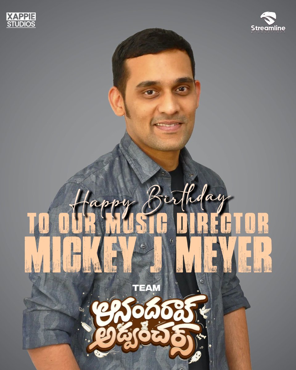 Xappie Studios (@xappiestudios) on Twitter photo Happy Birthday to our Music director <a href="/MickeyJMeyer/">Mickey J Meyer</a> 🎉✨
#AnandaraoAdventures 😍
⭐ing <a href="/ActorSuhas/">Suhas 📸</a>
Directed by #RamPasupuleti
<a href="/XappieStudios/">Xappie Studios</a> #UdayKola #VijayShekhar #SureshKothinti #StreamlineProductions Happy Birthday to our Music director <a href="/MickeyJMeyer/">Mickey J Meyer</a> 🎉✨
#AnandaraoAdventures 😍
⭐ing <a href="/ActorSuhas/">Suhas 📸</a>
Directed by #RamPasupuleti
<a href="/XappieStudios/">Xappie Studios</a> #UdayKola #VijayShekhar #SureshKothinti #StreamlineProductions
