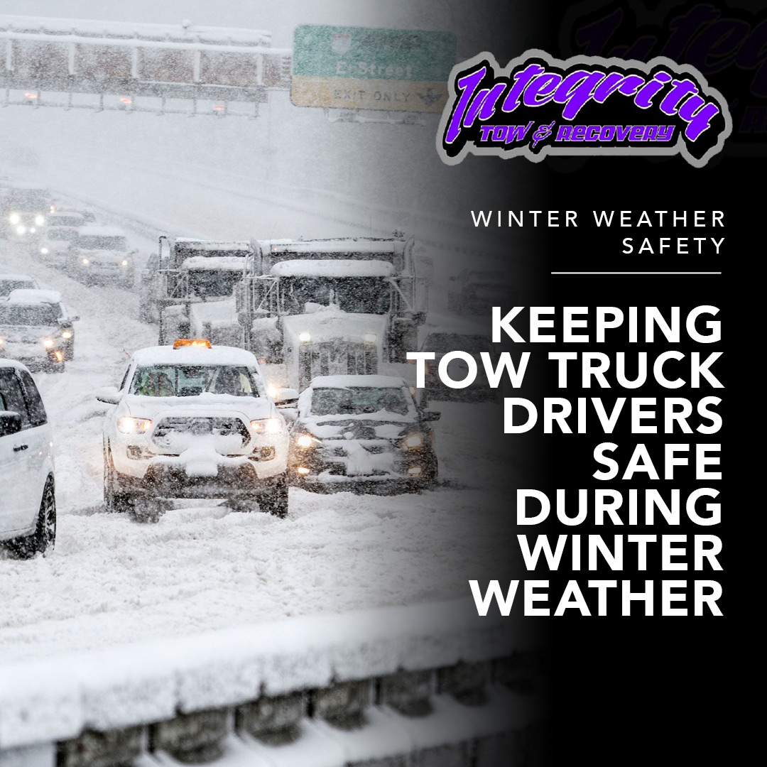 integrity_tow's tweet photo. Watch for tow truck drivers and emergency services during winter weather.  If you have to drive in winter weather it’s best to be prepared, go slow and keep a safe distance. #WinterWeather #IntegrityTow #TowTruck #SafetyFirst https://t.co/e1nLOMjalL
