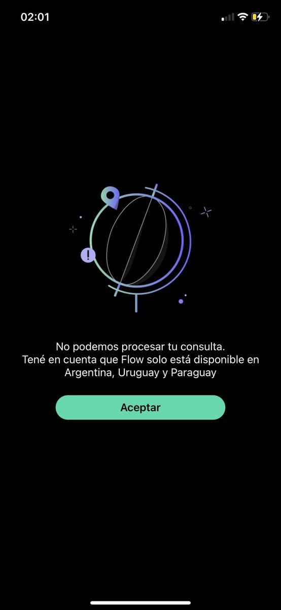 Guilleyanzon's tweet photo. @Flow_ar No me deja entrar a la aplicación para ver desde mi dispositivo móvil, lo necesitaba en mis vacaciones para ver y no pude me sale como si estuviera en otro país !!!! https://t.co/ZJ1AUKx7RC