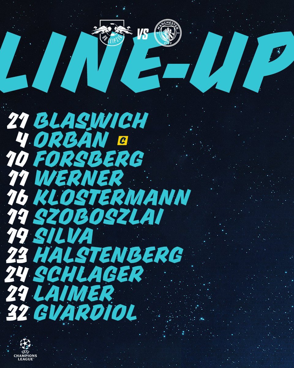 RevivalsportsGh's tweet photo. Line up....
#uefa
#ChampionsLeague 

Leipzig x Manchester city https://t.co/At6DdCcmCf
